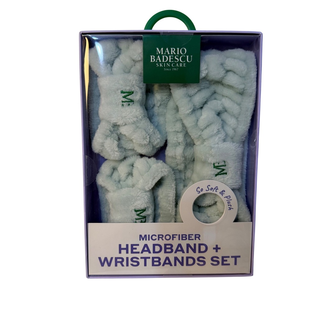 Mario Badescu Microfiber Headband and Wristbands Set Mint Green Spa Accessories